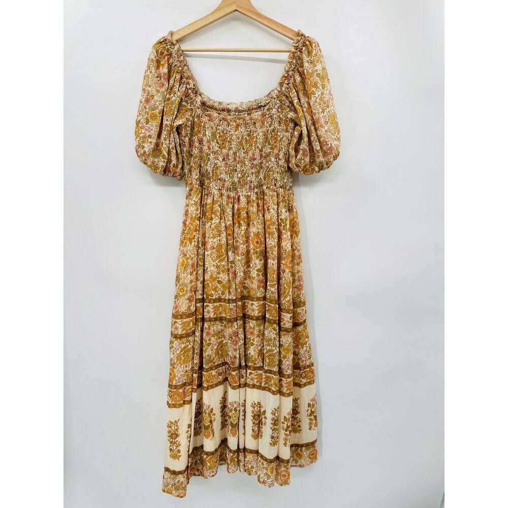 Spell & The Gypsy Co S Juniper Shirred Floral Smocked Midi Dress - Picture 6 of 8